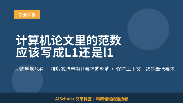 计算机论文里的范数应该写成L1还是l1