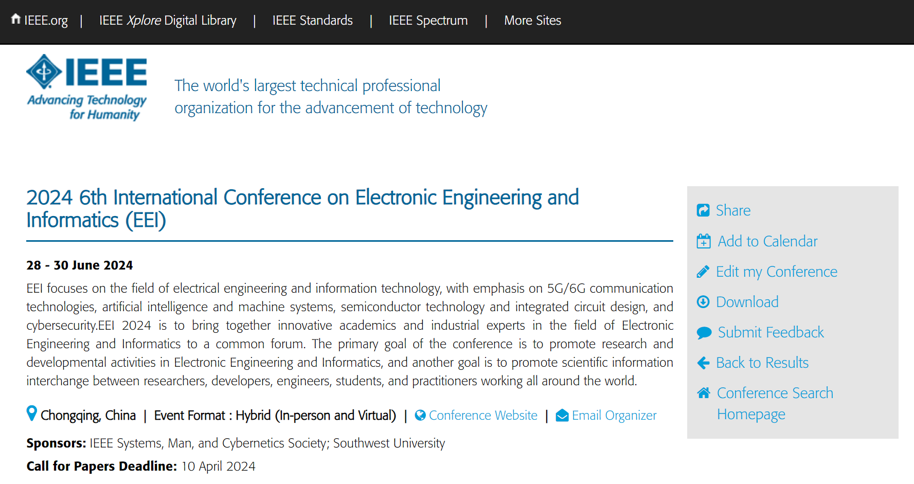 2024 6th International Conference on Electronic Engineering and
