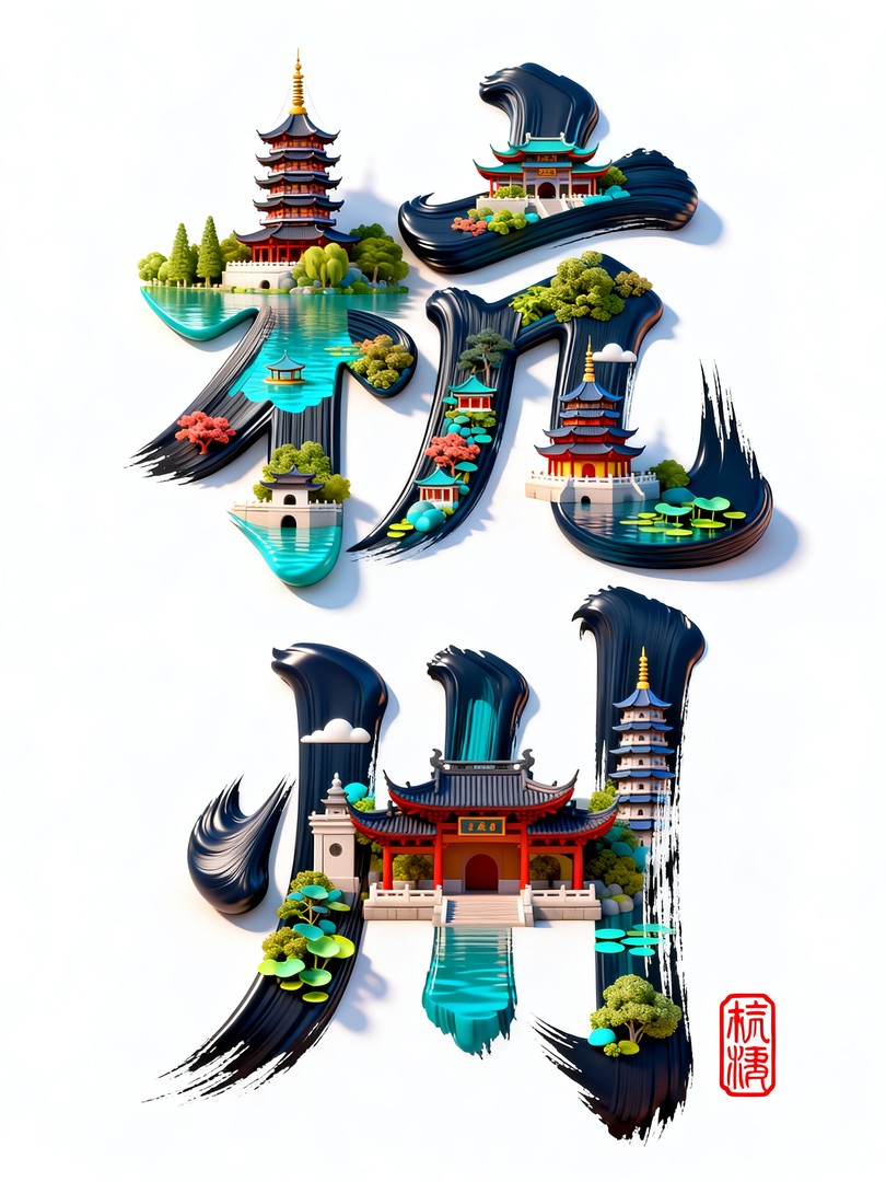 摄图网_604719662_融入杭州景点的杭州文字创_(企业商用).jpg
